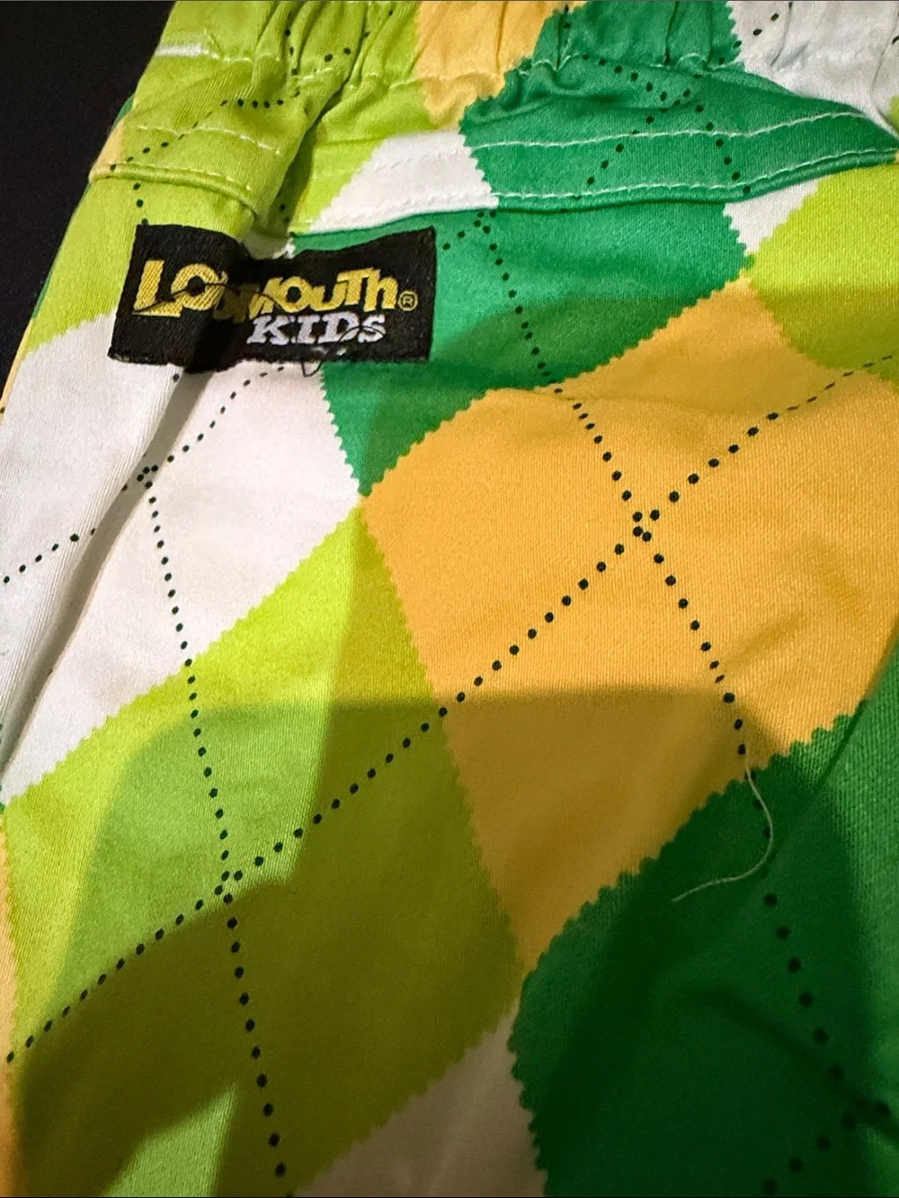 Loudmouth Green, Yellow and White Argyle Kids Pajama Bottoms